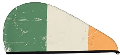 Cifeprak Patrón de bandera irlandesa Toalla para el cabello Envoltura, Toalla para secar el cabello con botón, Toalla para el cabello de terciopelo coralino, Sombrero de turbante para el cabello sec