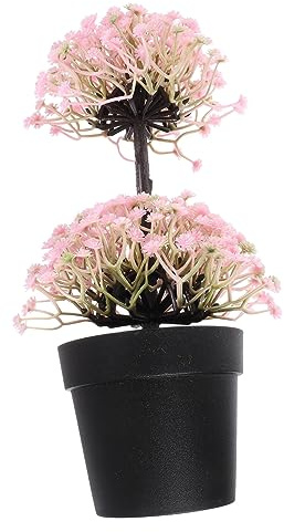 Warmhm Künstlicher Bonsai Deko Pflanzentopf aus Kunststoff Haptik und Bruchsicher Rosa Tisch Topfpflanze für Zuhause und Büro als Elegante Dekoration