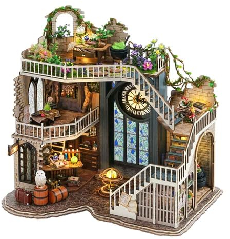 CUTEBEE Puppenhaus Miniatur Haus mit Möbeln, DIY Puppenhaus Bausatz Plus Staubschutzhülle 1:24 Maßstab Kreativzimmer für Valentinstag Geschenkidee
