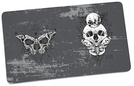 Frühstücksbrettchen Skull Mystic | Brotbrett | Frühstücksbrett | Brett | Brettchen | Melamin | Grau | Totenkopf | Halloween | Gothic | Falter | Mond | Nachtfalter | mystisch