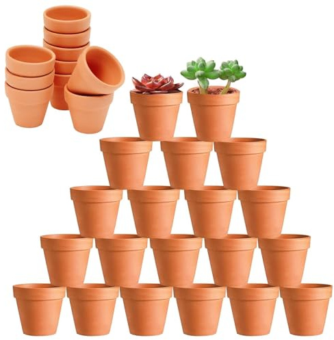 HDKAJL 40 Unidades 4.8x4 cm Mini Macetas de Terracota - con Orificio de Drenaje para Cactus y Suculentes, Ideales para Interiores & Balcón