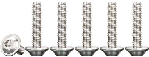 Drenky Tornillo de Cabeza Alomada con Brida M3x20mm, 50 Piezas Tornillos para Máquina Acero Inoxidable A2 V2A Tornillos Hexagonal pour Les Connexions Mécaniques, Totalmente Rosca Métrica