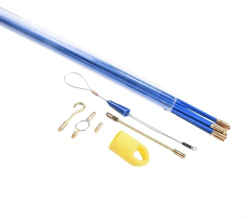 HEBEOT Juego De 10 Varillas De Acceso De Cable Largo Para Electricista Barra De Acoplamiento De Fibra De Vidrio Kit De Entrada De Cable Empujador Herramienta Para Instalar Cables Cables De 4 Mm