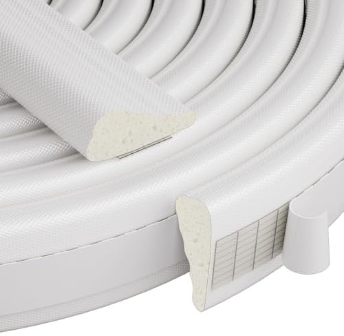 118Inch/3m Wedge-Shape Weather Seal Strip Draught Excluder for Windows and Doors,Self Adhesive Foam Anti-Collision Strip,Draft Excluder Tape Soundproof Waterproof Wind Blocker,White