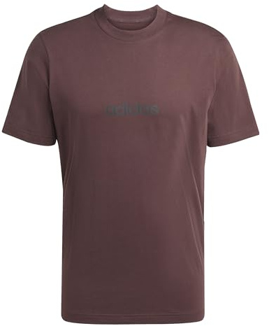 adidas Men's Essentials Linear Single Jersey TEE, Shadow Brown/Black, L