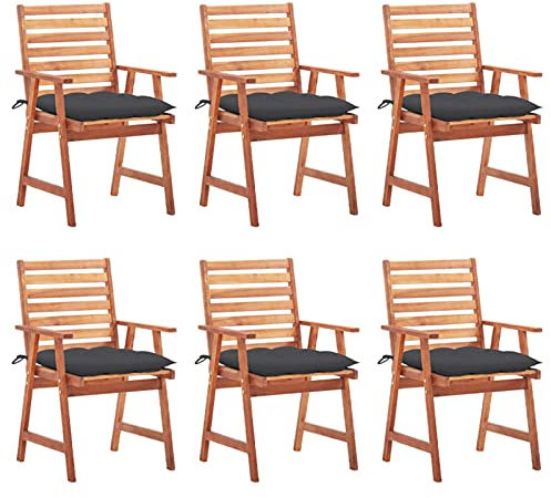 Sufrk Garten-Essstühle 6 STK. mit Kissen Massivholz Akazie CampingstüHle Stuhl DraußEn - 3078362