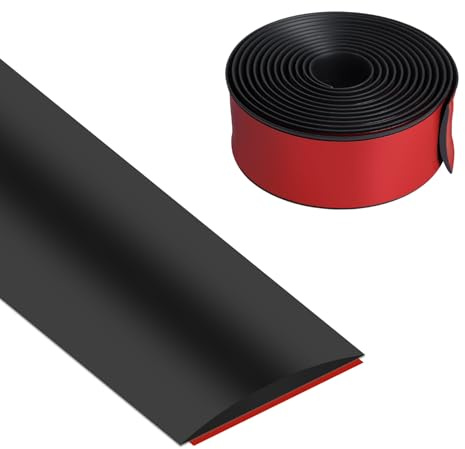 Vefhby Übergangsleiste Selbstklebend, 5cm x 3m Vinyl Übergangprofil Selbstklebend, Bodenleiste Abdeckleiste zum Verbinden von Bodenlücken Bodenleiste Fußböden(Schwarz)