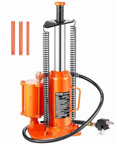 VEVOR Air Hydraulic Bottle Jack, 12 Ton/26455 lbs Pneumatic Hydraulic Bottle Jack with 10.43''-19.88'' Lifting Range & Manual Hand Pump, for Pickup, Truck, RV, Auto Repair, Industrial Engineering