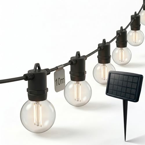 CALEX Catena Solareee Vista, 10 m, 20 lampade, luce calda, impermeabile, con telecomando