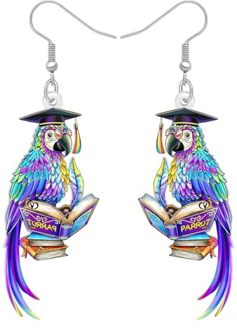 LONYOO Boucles D'oreilles Perroquet Tropical En Acrylique Bijoux De Plage Hawaïens Cadeaux D'été Pour Femmes Accessoires De Plage Vacances Margarita Décorations de Fête (Violet)