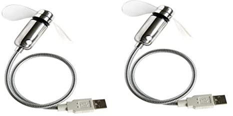 HOMSFOU 2 Pièces Ventilateur Lumineux Usb Horloges Portable Fonctionner Ventilateur Rechargeable Usb Portatif Réveil Led Pale De En Pvc Blanche