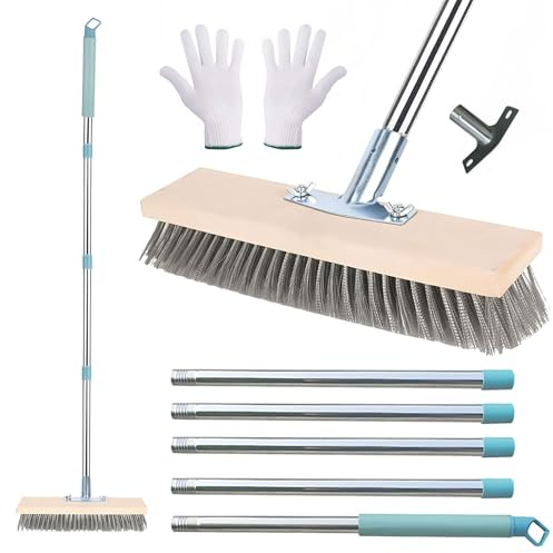 12 Heavy Duty Wire Broom with 5 Detachable Pole