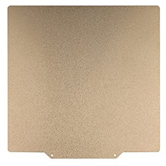 3D-Drucker-Heißbett-Stahlplattform, doppelseitig, Pei-Pulver, Federstahl, Bauplatte, Pei Blech, quadratisch, goldfarben