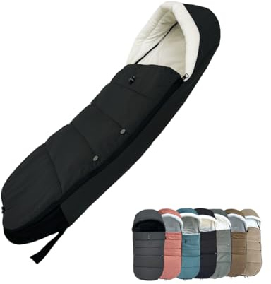 Saco universal para cochecito (footmuff) para Babyzen YOYO/YOYO2 y Bugaboo, base de tela impermeable, fácil de limpiar, cubierta cálida para los pies para cochecitos (estándar, negro)