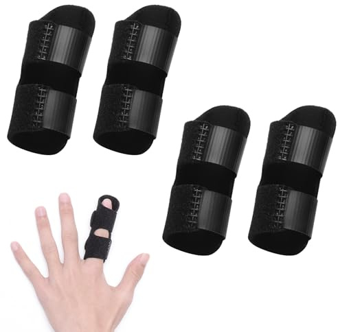 DAWRIS 4er Fingerschiene 4er Set, Verstellbare Finger Splint zur Ruhigstellung mit Aluminiumstütze, Schnappfinger Schiene Fingerstütze Fingerbandage für Gebrochene Mittelfinger, Zeigefinger Arthritis