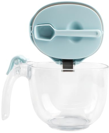 Salt and Pepper Spice Cellar, Clear Storage Container for Coffee, Sugar, Spices and Candies, With Sealing Press Cover and Built-in Magnetic Attraction Spoon,15 oz (Blue)
