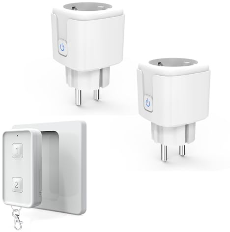 WGHUIS Funksteckdose mit Fernbedienung, Magnetischer Schalter Wandhalterung, 3680W/16A, 30m Reichweite, Vorprogrammiert,Kein Kabel Erforderlich, Erweiterbarer Lichtschalter für Feiertagsdeko