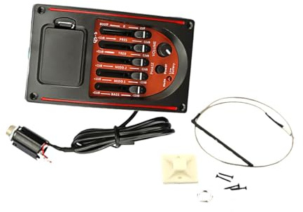 Qectial Gitarren Tonabnehmer, Leicht, Geräuscharm, 5 Band Vorverstärker für Akustikgitarre