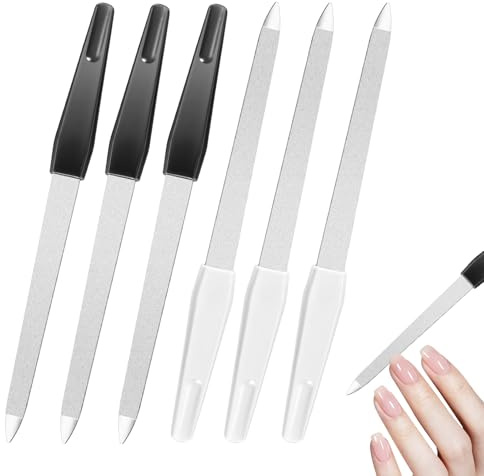 6 Pack Metal Nail File,nail files for natural nails,Professional Nail Files for Natural Nails,Double Sided Sapphire Grit for Shaping Styling Gel and Acrylic Nails,ails Accessories Tools for Home Salon