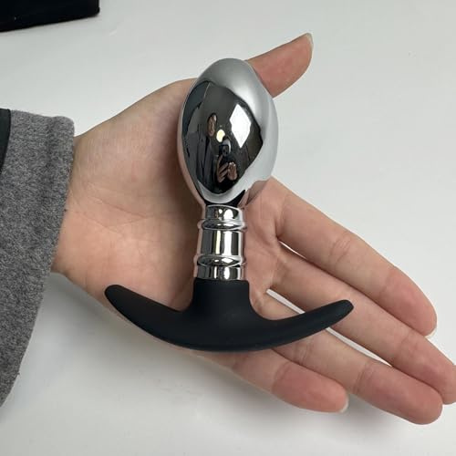 Stainless Steel Anal Beads Butt Plug Prostate Massager - Expanding Anal Plug Trainer Anal Probe G-Spot Stimulation Adult Sex Toys (M)