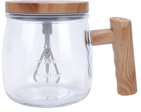 Fockety Self Stirring Mug, 400ML Rechargeable Electric Mixing Cup Self Stirring Glass Mug Automatic Mixing Glass Mug with Lid and Handle for Home Office Travel