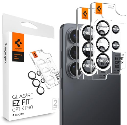 Spigen Glas.tR EZ Fit Optik Pro Kamera Skärmskydd kompatibel med Samsung Galaxy S26 Ultra, 2 Stycken, Svart, Individuellt kameraskydd, Inget fel på blixtfunktionen, 9H härdat Glas