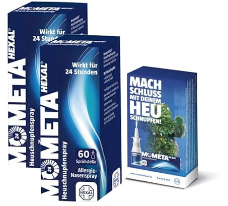 MometaHEXAL® Das blaue Allergiespray gegen Heuschnupfen - nur 1x täglich | 2x 60 Sprühstöße + Taschentücher