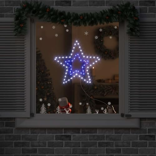 Estrella de Navidad LED con 72 ledes de luz blanca fría, estrella de Navidad de hierro con las dimensiones 51,5 x 50 x 0,65 cm para iluminación festiva interior y exterior