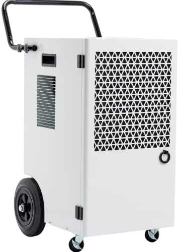 Vesprantle Deshumidificador Industrial Profesional 120L/Día : Deshumidificador Grandes Superficies 300m² con Depósito 7L Drenaje Continuo Pantalla Digital Ruedas para Garaje Sótano Baño