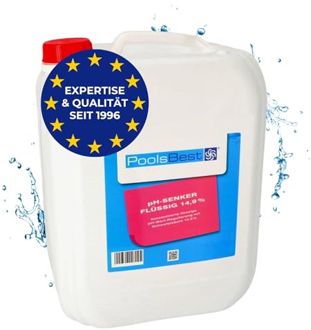 PoolsBest pH Senker flüssig 11 kg I pH-Minus mit 14,9% Schwefelsäure zur optimalen pH-Wert Regulierung für Pools I pH-Wert Senker Pool flüssig zur Verwendung mit Pool Dosieranlage I pH senken