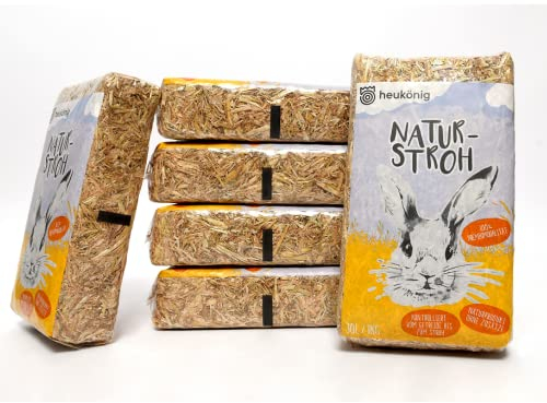 Heukönig - 100% Natürliches Stroh in 6x1kg Beuteln - Staubfrei und Umweltfreundliches Naturstroh, handlich Verpackt
