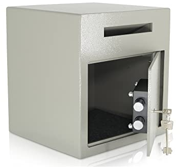 Einwurftresor | Deposittresor | Tresor mit Einwurfschlitz | Schlüsselschloss Grau