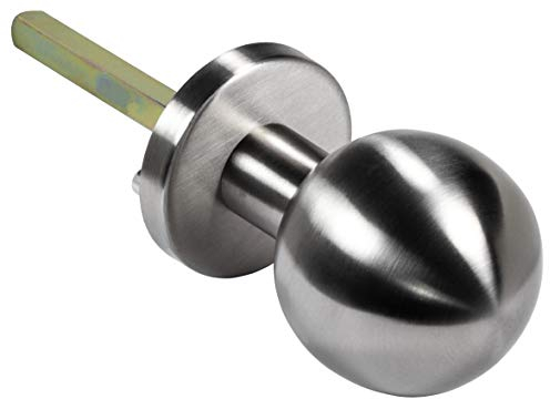 Gedotec Türknopf auf Rundrosette Knopfdrücker Türknauf Ø 55 mm rund | nicht drehbar | Edelstahl matt gebürstet | 1 Stück Türbeschlag inkl. Drückerstift 80 mm & Befestigungsmaterial