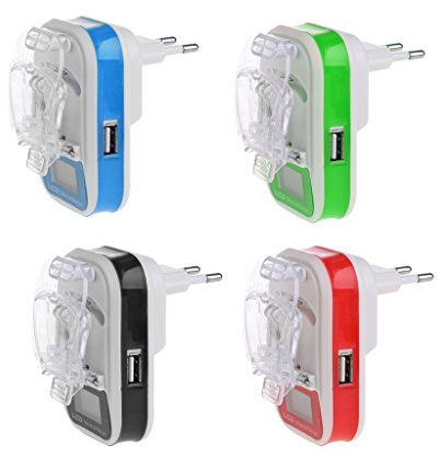 Caricatore universale USB, display LCD, spina EU/US per telefoni cellulari