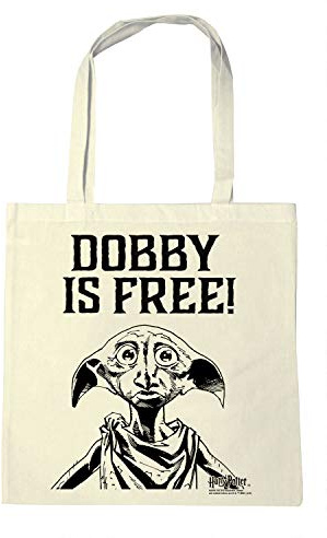 Logoshirt® Harry Potter Dobby Is Free Baumwolltasche 38x42 cm | Offiziell lizenziertes Harry Potter-Merch, Dobby-Motiv, 100% Baumwolle, bedruckt, lange Henkel, ideal für Alltag und Einkauf