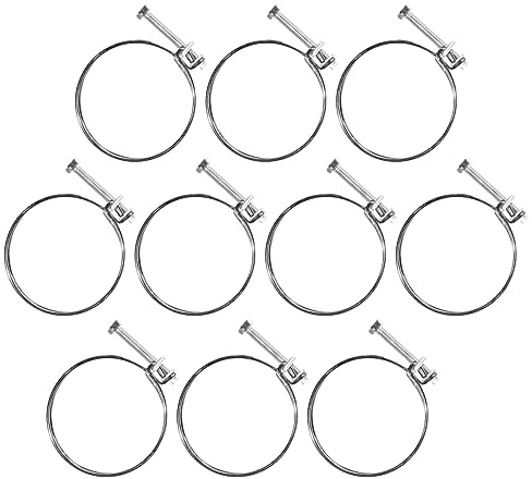 POWERTEC 2-1/2 Inch Double Wire Hose Clamp with bolt, 10 PK Adjustable Hose Clamps for Dust Collector, Dust Collection Hose and Dryer Vent Hose, Pipe Clamp, Worm Gear Clamp, 70263 (Color May Vary)