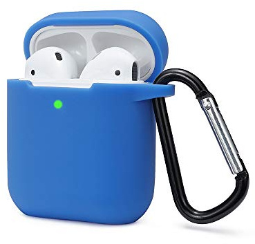 KOKOKA Hülle Kompatibel Mit AirPods 2 & 1, Silikon Schutzhülle Case, LED an der Frontseite Sichtbar, Stoßfeste Hülle, Blau