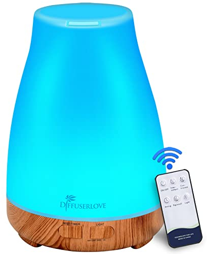 300ml Diffuser Fernbedienung Aroma Diffuser für Ätherische Öle Ultraschall Luftbefeuchter mit 7 Farben LED, Timer-Einstellung, Auto-Off