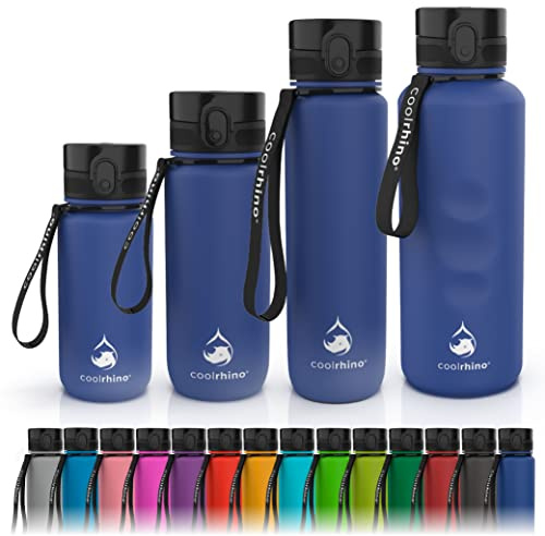 coolrhino Trinkflasche 350ml für Sport, Kinder, Schule, Fitness & Outdoor - Wasserflasche auslaufsicher und Bpa frei - Flasche für Kohlensäure geeignet (Rhino Darkblue, 350ml)