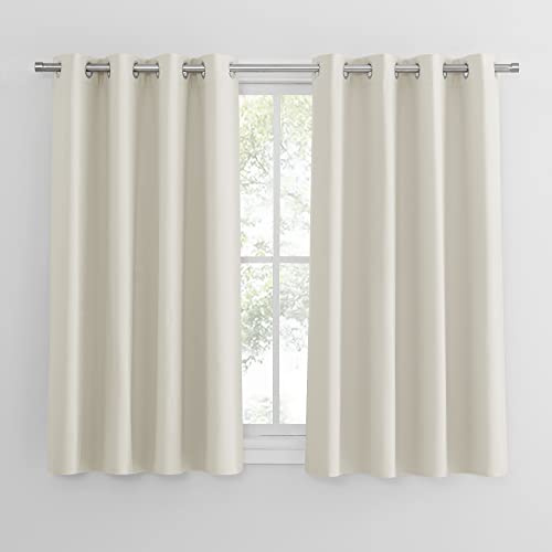 Pony Dance Ogenomskinlig, kort gardin, trådgardin, mörkläggningsgardiner med öljetter, värmeisolerande termisk gardin, set om 2, L 137 x B 117 cm, ljusbeige