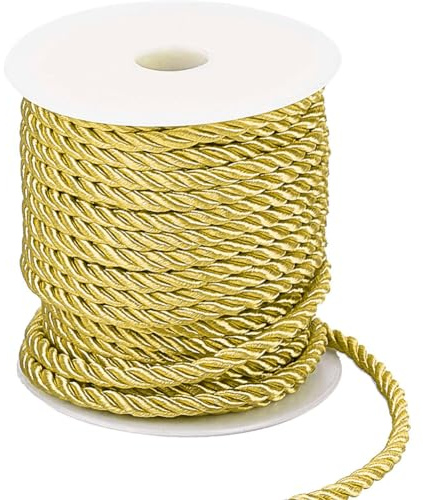 PH PandaHall 5 mm Kordel, gedreht, dekorativ, 18 m, aus Polyester, 3-lagig, dekoratives Seil für Innendekoration, Verschönerung von Kostümen, Kordeln für Weihnachtssäcke, dunkle Goldrute