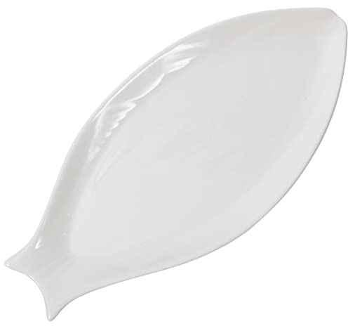 Piatto da portata ovale in ceramica bianco puro, 40,6 cm, elegante piatto in porcellana per pesce al vapore, antipasti, insalate e dessert, ideale per casa, cucina e ristorante