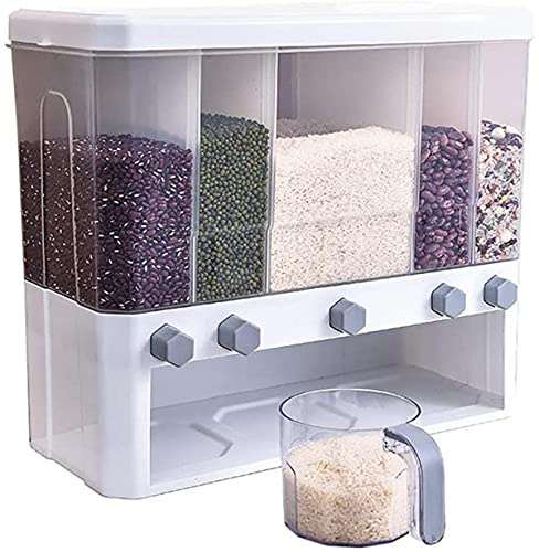TSTSM Wall Mounted Muesli Dispenser Rice Bucket, Muesli Dispenser, Muesli Cans Storage Box Fresh Storage Boxes, Kitchen Storage Box Airtight Containers with Lid