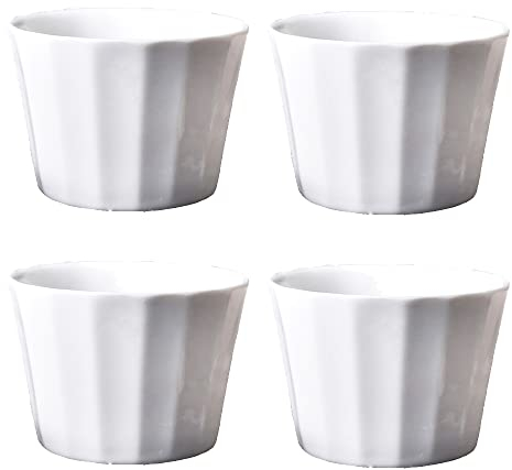 TAMUME 150ml Ramekins e Soufflé in Porcellana Bianca per Cottura di Creme Brulée, Set di 4 Ciotole per Budino