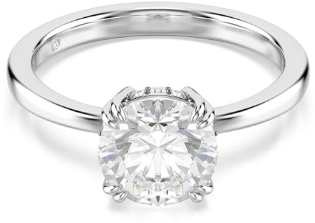 Swarovski Stilla Kollektion Cocktailring, Rundslipning, Vit, Silvertonad finish