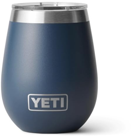 YETI Rambler Wine Tumbler, Vacuum Insulated Stainless Steel Tumbler with Magslider Lid, Navy, 10 oz (295 ml)