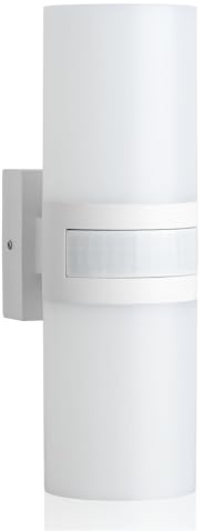 SEBSON® LED Außenleuchte Bewegungsmelder IP65 - Wandleuchte weiß 20W 2200lm kaltweiß 5800K - Außenwandleuchte up down, Sensor 12m / 180° - Lampe Außen 230V