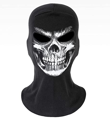 WarmHeartting Sturmhauben für Herren Damen, Gesichtshaube, Skimaske, Hals Gaiter, UV-Schutz, Motorrad- und Fahrrad-Gesichtsmaske, Skelett Totenkopf Geist Druck