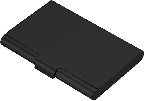 PATIKIL Negocio Tarjetero, Aluminio Metal Tarjetero Estuche Profesional Bolsillo Tarjetero Soporte para Nombre Tarjeta Crédito Tarjeta, Negro