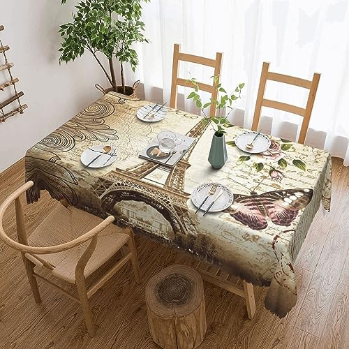 AdaNti Rechteckige Tischdecke, Motiv: Paris Eiffelturm, weich, waschbar, dekorative Tischdecke für Esstisch, Teetisch